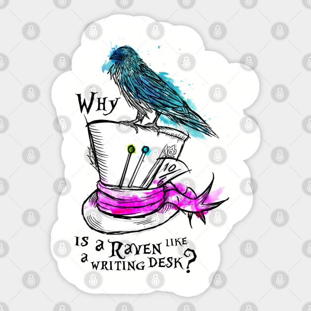 Why is a Raven Like a Writing Desk Sticker by HannahPalmerArt